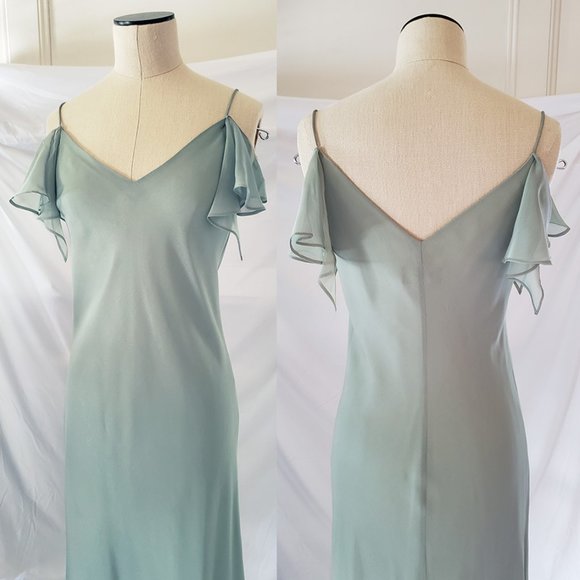 SALE Sage Green sheath gown prom bridesmaid dress 8P - Picture 2 of 9